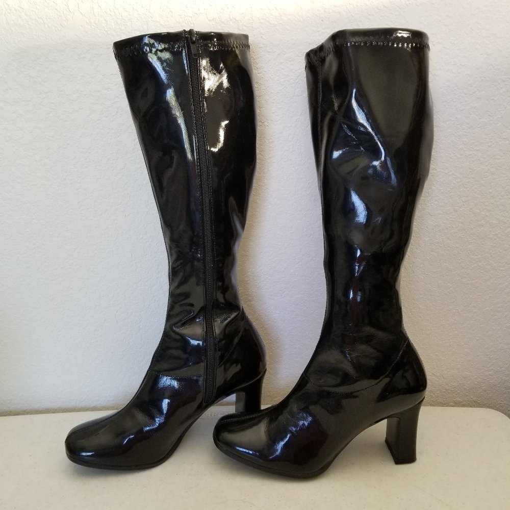 Funtatsma Black Stretch Patent GoGO Boots Black